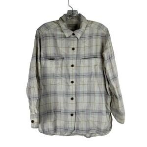 Everlane Womens Button Front Flannel Shirt Size 6 Oversized Organic Cotton